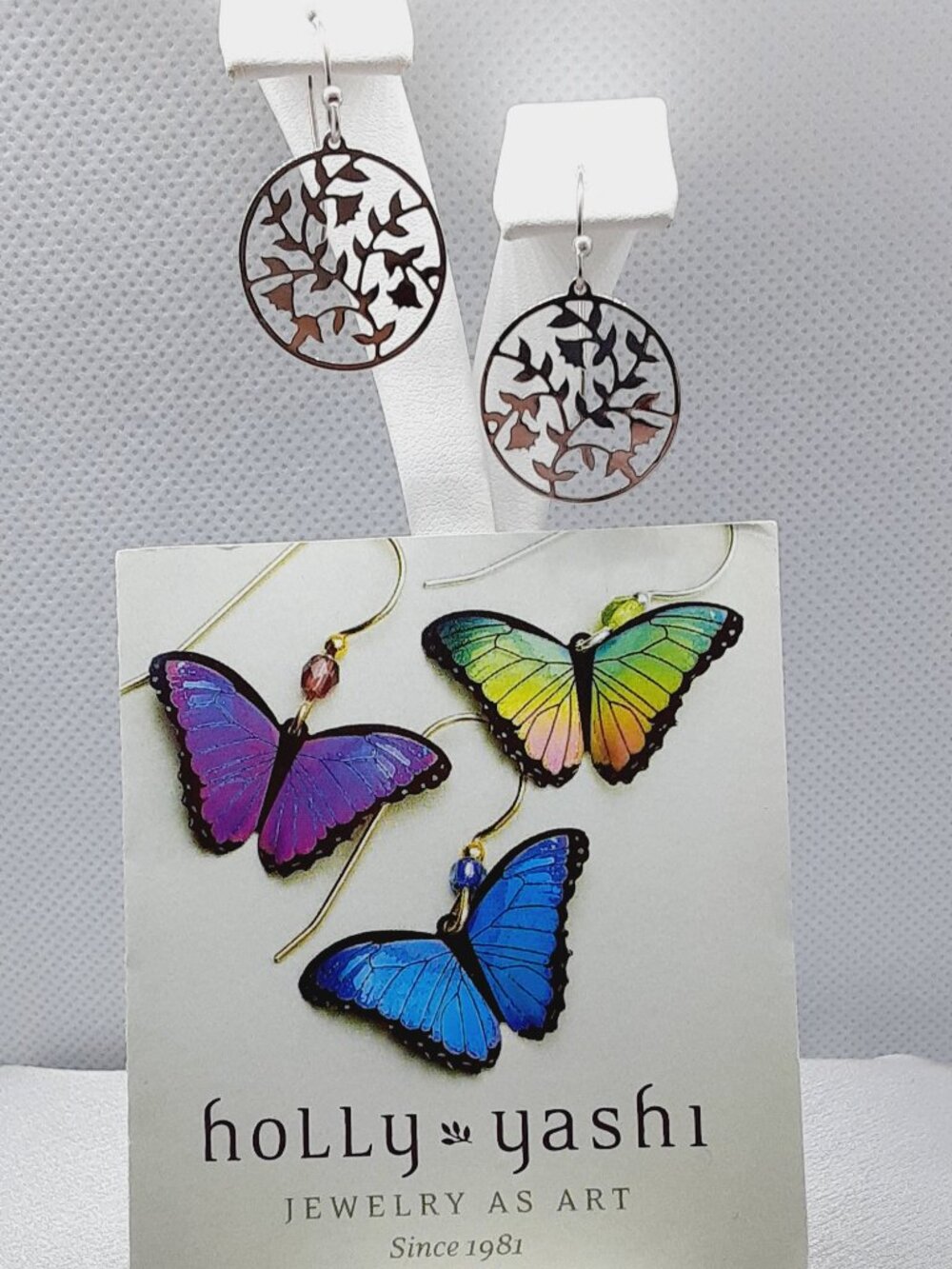 NEW Holly Yashi silver round cut-out earrings